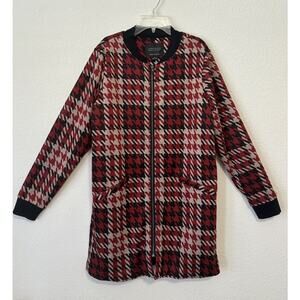Sanctuary Jacket Womens Small Full Zip Red & Black Houndstooth Anthropologie‎